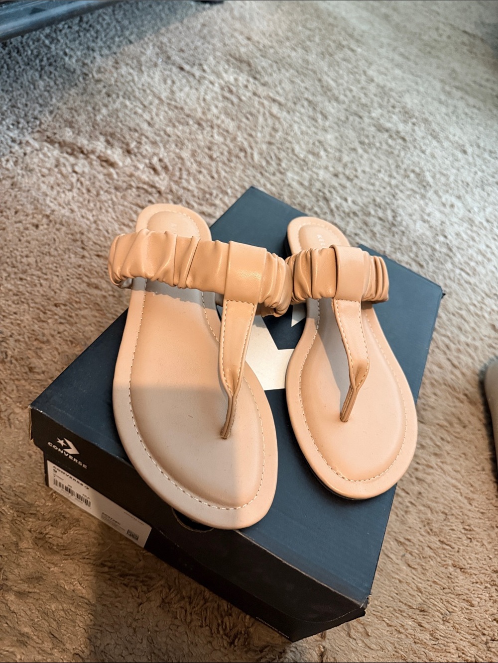 Kelly & Katie Tan Ruched Thong Sandals for Women